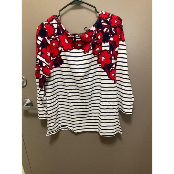 Talbot's Stripe with Flowers Top size XL - Picture 1 of 3